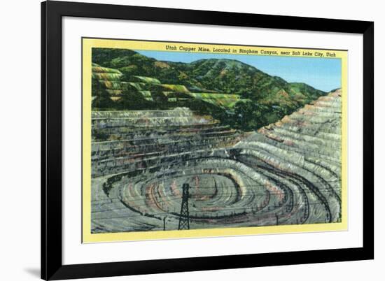 Bingham County, Utah, Aerial View of a Utah Copper Mine near Salt Lake City-Lantern Press-Framed Premium Giclee Print