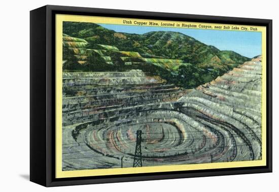 Bingham County, Utah, Aerial View of a Utah Copper Mine near Salt Lake City-Lantern Press-Framed Stretched Canvas