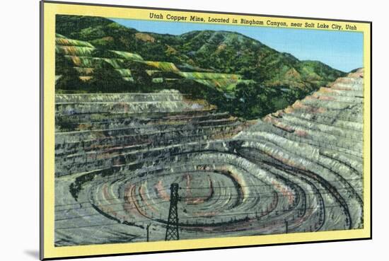 Bingham County, Utah, Aerial View of a Utah Copper Mine near Salt Lake City-Lantern Press-Mounted Art Print