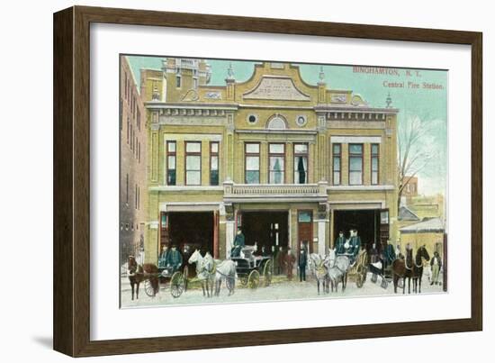 Binghamton, New York - Central Fire Station Exterior View-Lantern Press-Framed Art Print