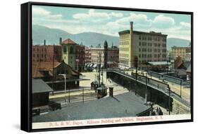 Binghamton, New York - Delaware, Lackawanna, and Western Rail Depot-Lantern Press-Framed Stretched Canvas