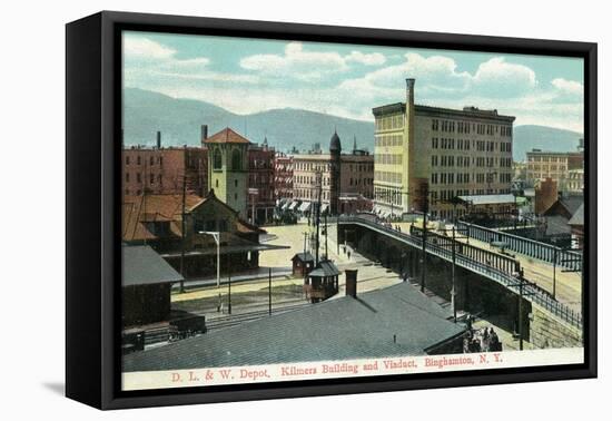 Binghamton, New York - Delaware, Lackawanna, and Western Rail Depot-Lantern Press-Framed Stretched Canvas