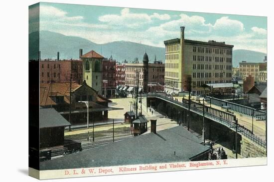 Binghamton, New York - Delaware, Lackawanna, and Western Rail Depot-Lantern Press-Stretched Canvas