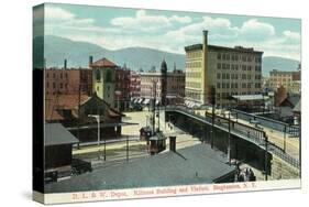 Binghamton, New York - Delaware, Lackawanna, and Western Rail Depot-Lantern Press-Stretched Canvas