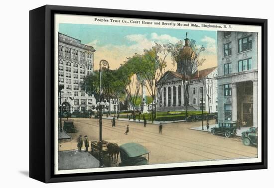 Binghamton, New York - Exterior View of Court House-Lantern Press-Framed Stretched Canvas