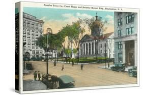Binghamton, New York - Exterior View of Court House-Lantern Press-Stretched Canvas