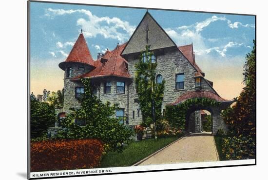 Binghamton, New York, Exterior View of the Kilmer Residence on Riverside Drive-Lantern Press-Mounted Art Print