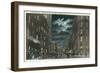 Binghamton, New York - Northern View of Chenango Street at Night-Lantern Press-Framed Art Print