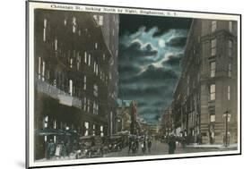 Binghamton, New York - Northern View of Chenango Street at Night-Lantern Press-Mounted Art Print