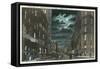 Binghamton, New York - Northern View of Chenango Street at Night-Lantern Press-Framed Stretched Canvas