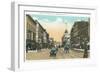 Binghamton, New York - Western View of Court Street-Lantern Press-Framed Art Print