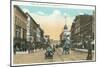 Binghamton, New York - Western View of Court Street-Lantern Press-Mounted Art Print