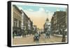 Binghamton, New York - Western View of Court Street-Lantern Press-Framed Stretched Canvas