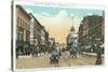 Binghamton, New York - Western View of Court Street-Lantern Press-Stretched Canvas