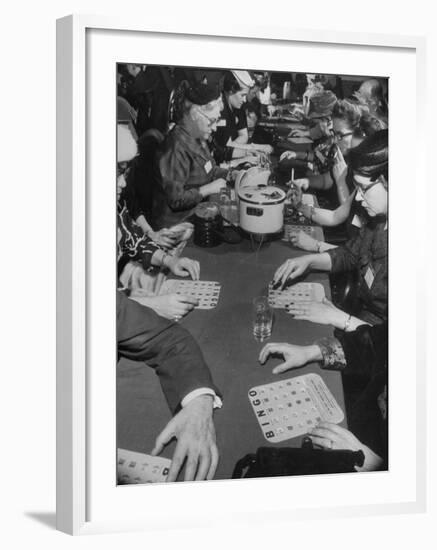 Bingo Game Being Held for Gift Show at La Salle Hotel-null-Framed Photographic Print