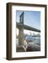 Binoculars facing the Manhattan Bridge, Brooklyn Bridge Park, New York City, New York-Greg Probst-Framed Photographic Print