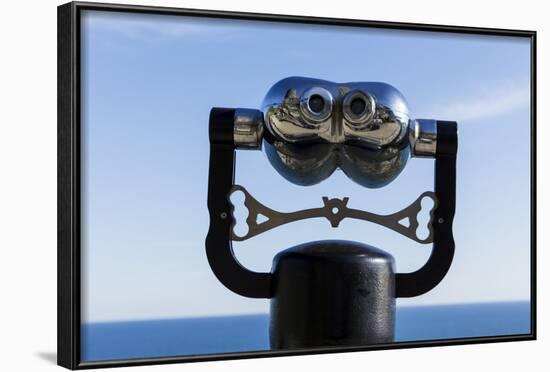 Binoculars Overlooking Mediterranean Sea in Vernazza, Cinque Terre, Italy-Paul Souders-Framed Photographic Print