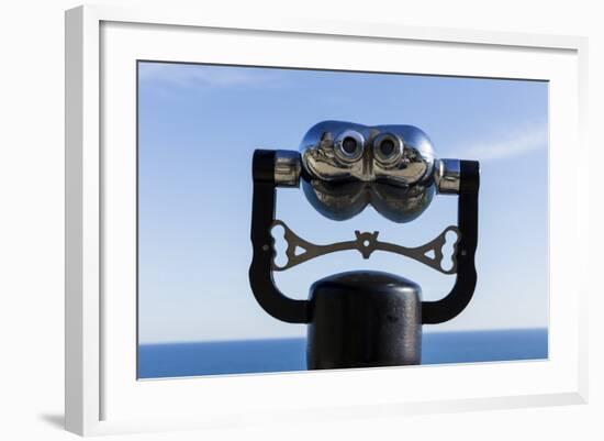 Binoculars Overlooking Mediterranean Sea in Vernazza, Cinque Terre, Italy-Paul Souders-Framed Photographic Print