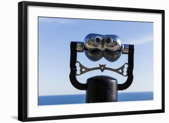 Binoculars Overlooking Mediterranean Sea in Vernazza, Cinque Terre, Italy-Paul Souders-Framed Photographic Print