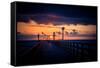 Binzer Seebrücke at sunrise-Mandy Stegen-Framed Stretched Canvas