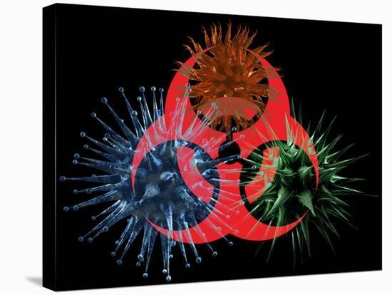 Biohazard Symbol And Viruses-Laguna Design-Stretched Canvas