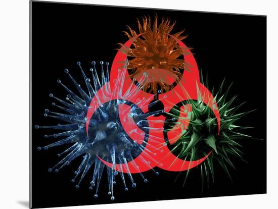 Biohazard Symbol And Viruses-Laguna Design-Mounted Photographic Print