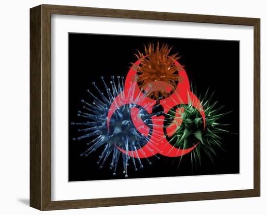Biohazard Symbol And Viruses-Laguna Design-Framed Photographic Print