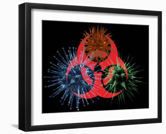 Biohazard Symbol And Viruses-Laguna Design-Framed Photographic Print