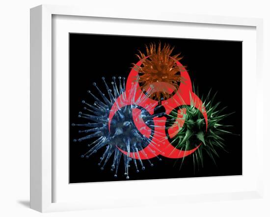 Biohazard Symbol And Viruses-Laguna Design-Framed Photographic Print