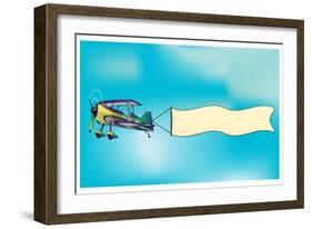 Biplane Aircraft Pulling Advertisement Banner-Milat_oo-Framed Premium Giclee Print