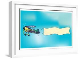Biplane Aircraft Pulling Advertisement Banner-Milat_oo-Framed Premium Giclee Print