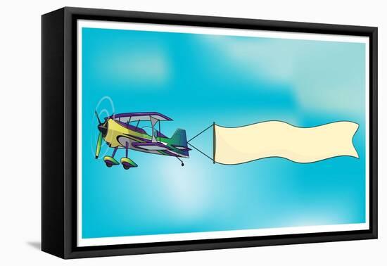 Biplane Aircraft Pulling Advertisement Banner-Milat_oo-Framed Stretched Canvas