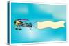 Biplane Aircraft Pulling Advertisement Banner-Milat_oo-Stretched Canvas
