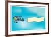 Biplane Aircraft Pulling Advertisement Banner-Milat_oo-Framed Art Print