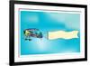 Biplane Aircraft Pulling Advertisement Banner-Milat_oo-Framed Art Print