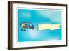 Biplane Aircraft Pulling Advertisement Banner-Milat_oo-Framed Art Print