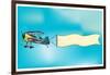 Biplane Aircraft Pulling Advertisement Banner-Milat_oo-Framed Art Print