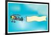 Biplane Aircraft Pulling Advertisement Banner-Milat_oo-Framed Art Print