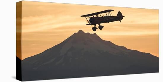 Biplane fly-by at Madras Airshow, Oregon.-William Sutton-Stretched Canvas