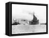 Biplane Flying from Armored Cruiser-null-Framed Stretched Canvas