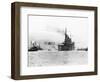 Biplane Flying from Armored Cruiser-null-Framed Photographic Print