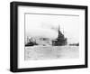 Biplane Flying from Armored Cruiser-null-Framed Photographic Print