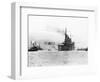 Biplane Flying from Armored Cruiser-null-Framed Photographic Print