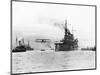 Biplane Flying from Armored Cruiser-null-Mounted Photographic Print