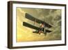 Biplane Flying in the Sky by Sunset-Stocktrek Images-Framed Art Print
