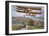 Biplane Flying over French Countryside-null-Framed Giclee Print