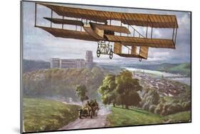 Biplane Flying over French Countryside-null-Mounted Giclee Print