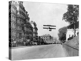 Biplane Flying over Washington-null-Stretched Canvas