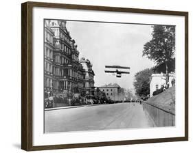 Biplane Flying over Washington-null-Framed Photographic Print