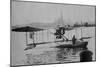 Biplane Land in the Canals of Venice; Captain Ginocchio's Airplane-null-Mounted Art Print